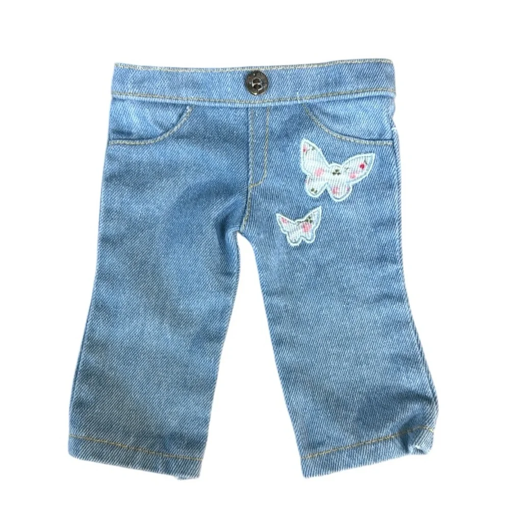 American Girl Doll Flower Power Outfit Blue Jeans-Yellow Leotard Top and Boots